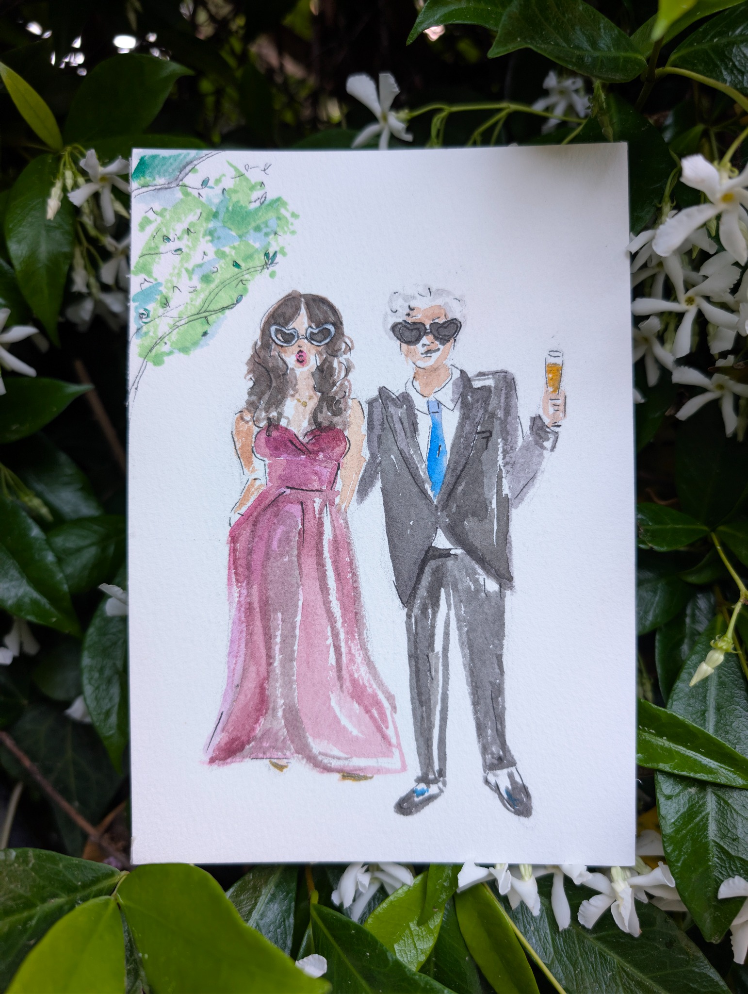 Invitati sorridenti durante il Live Sketching